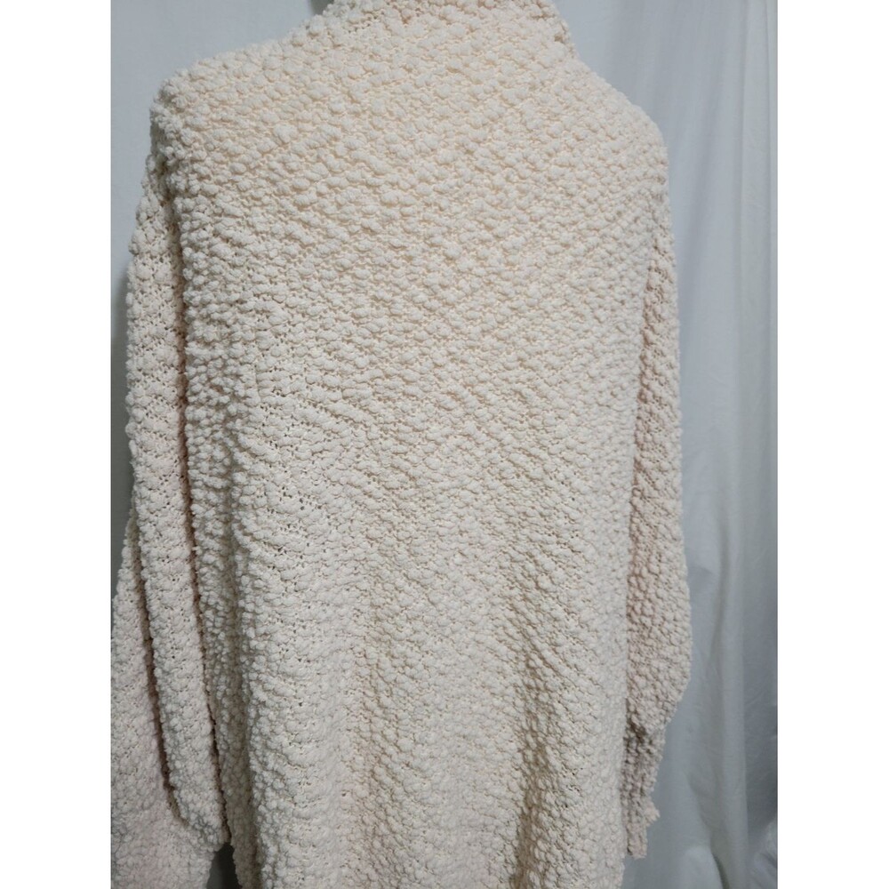 Unbranded Popcorn Knit Cardigan Women 2XL Cream Excellent Oversized Open Front - Picture 3 of 9